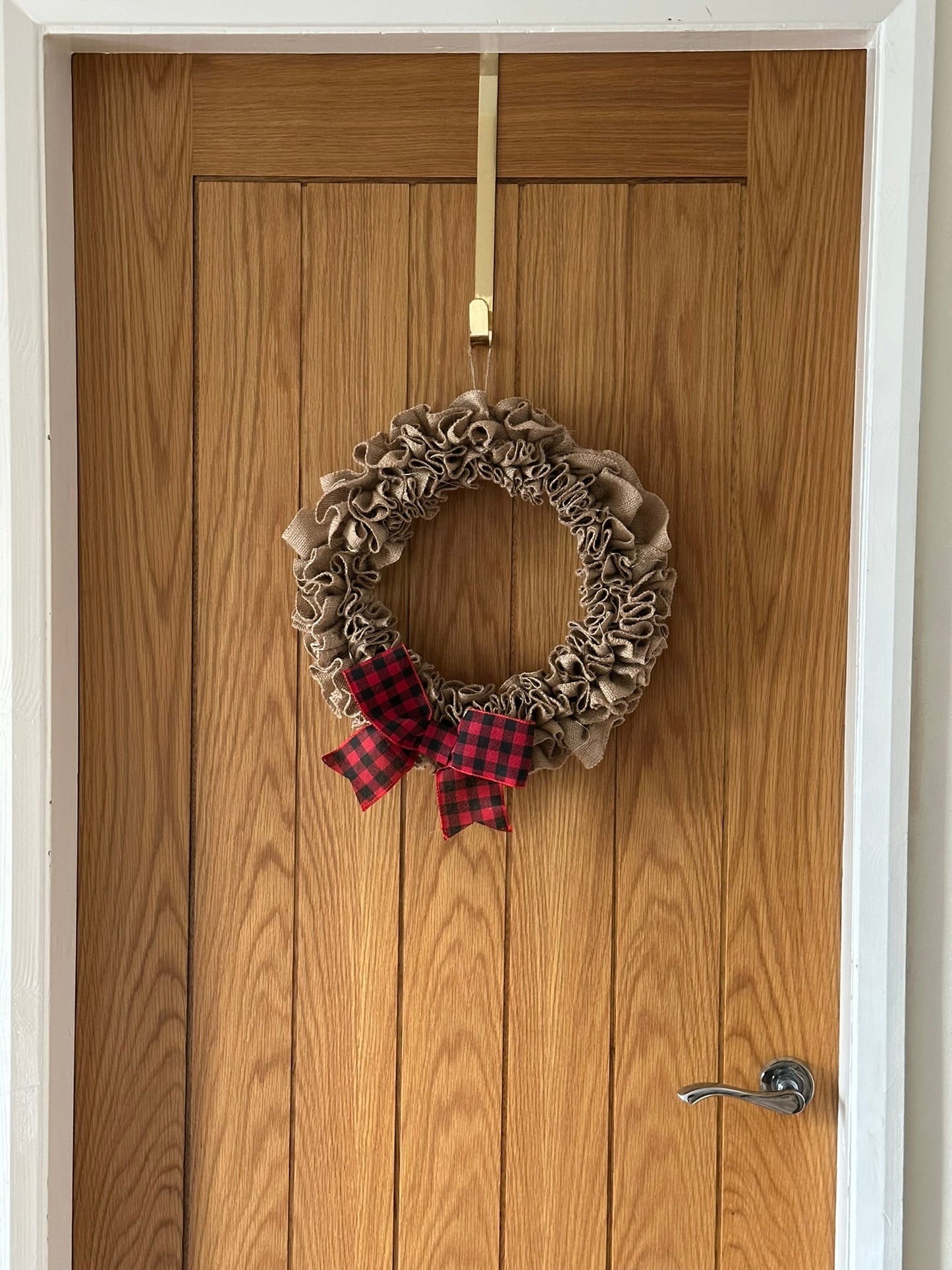 Rustic Winter Wall Wreath with Tartan Bow (Medium)