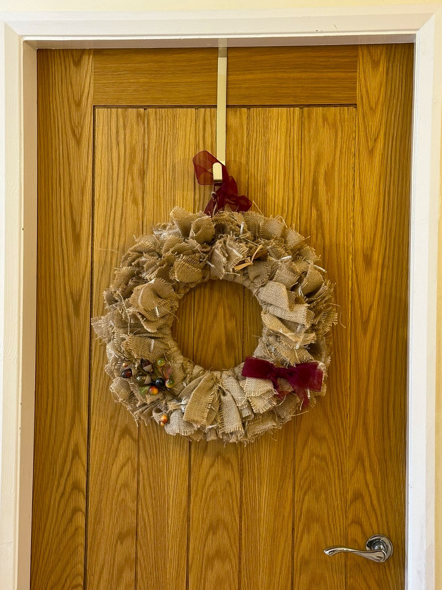 Rustic Winter Wall Wreath with Bow and Trim