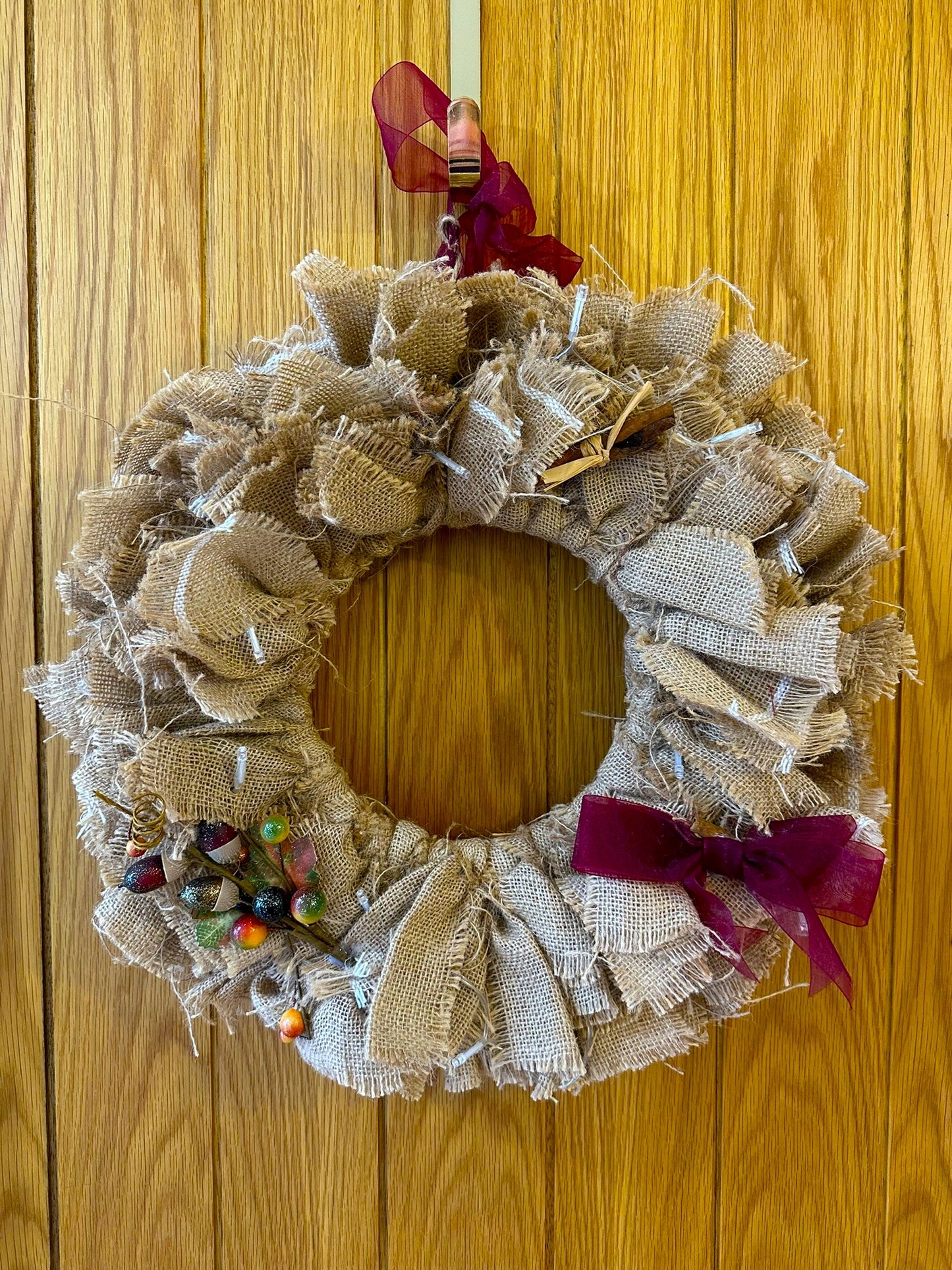 Rustic Winter Wall Wreath with Bow and Trim