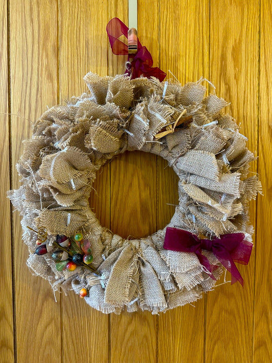 Rustic Winter Wall Wreath with Bow and Trim