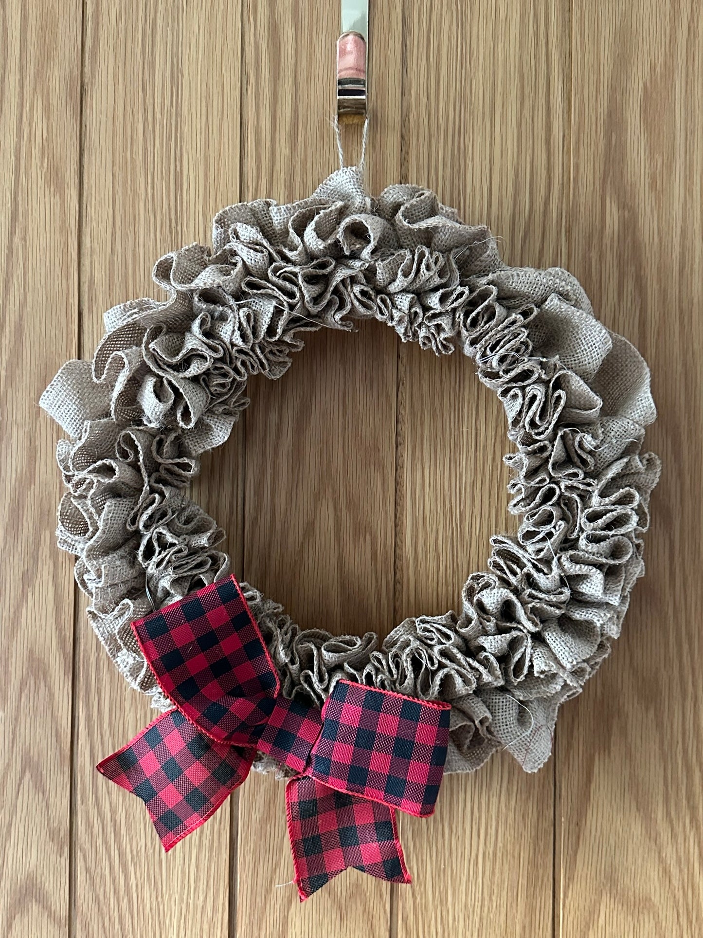 Rustic Winter Wall Wreath with Tartan Bow (Medium)