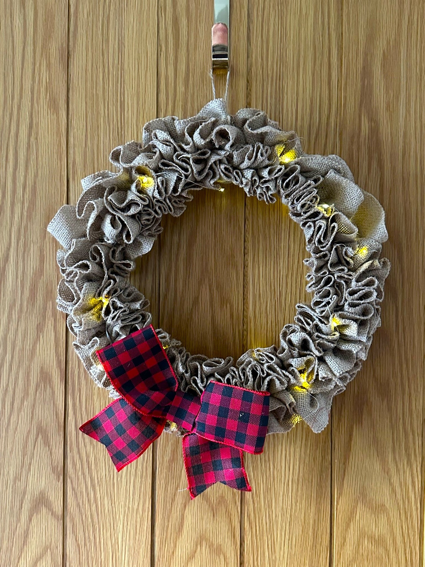 Rustic Winter Wall Wreath with Tartan Bow (Medium)