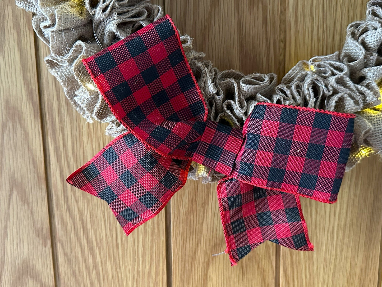 Rustic Winter Wall Wreath with Tartan Bow (Medium)