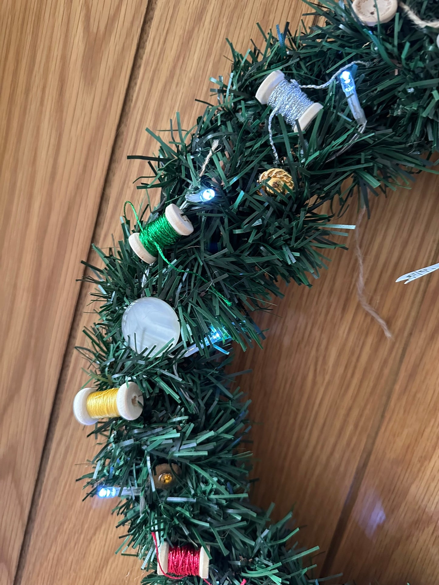 Sewing Themed Hanging Wall Wreath (Central Bow)