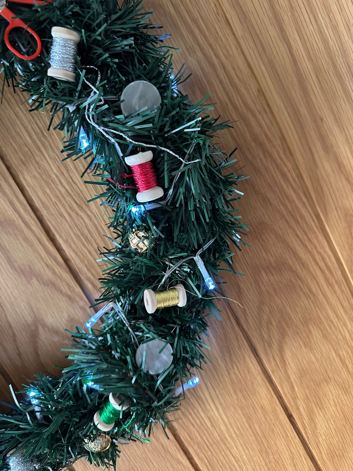 Sewing Themed Hanging Wall Wreath (Central Bow)