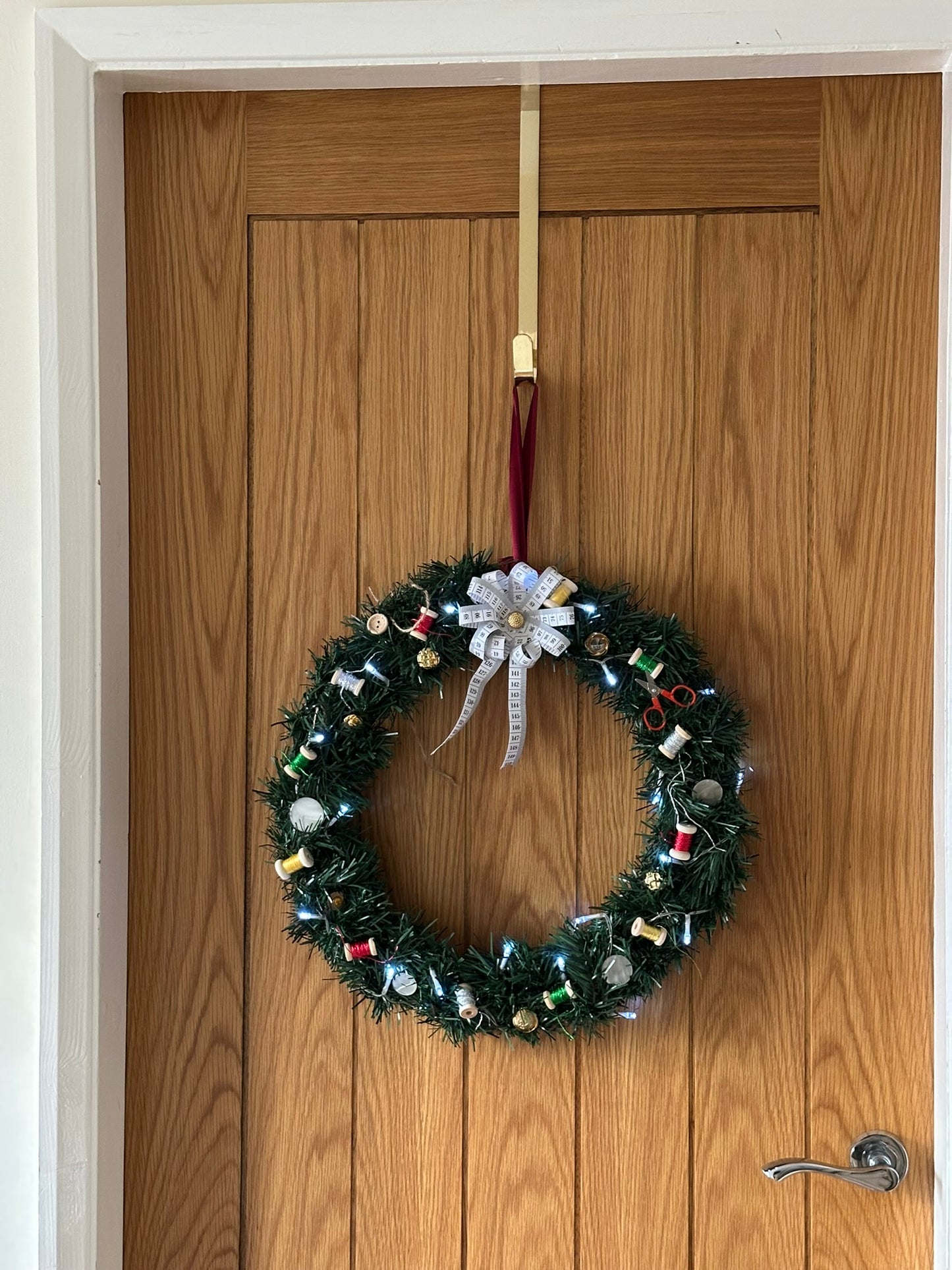 Sewing Themed Hanging Wall Wreath (Central Bow)