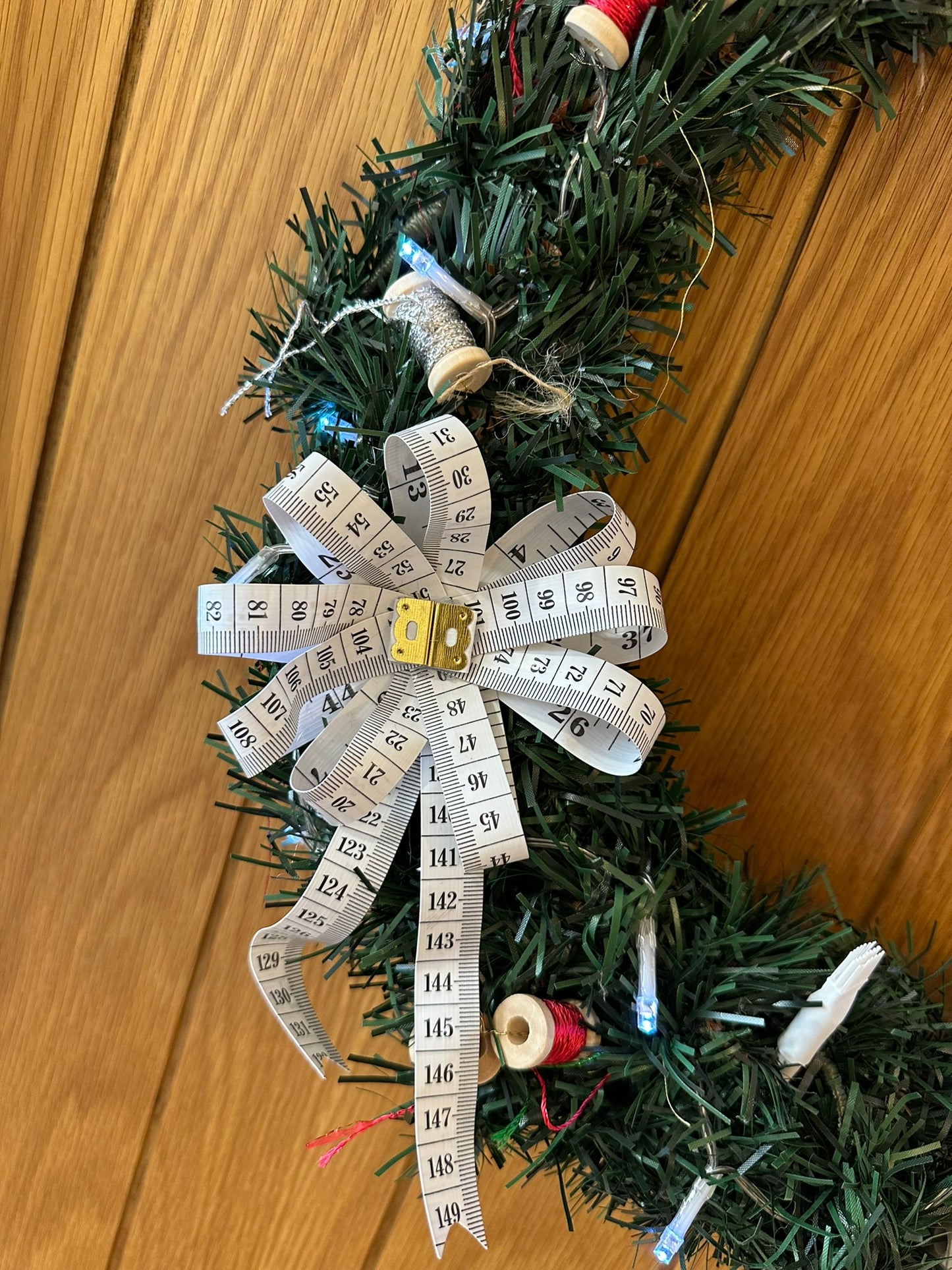 Sewing Themed Hanging Wall Wreath (Side Bow)