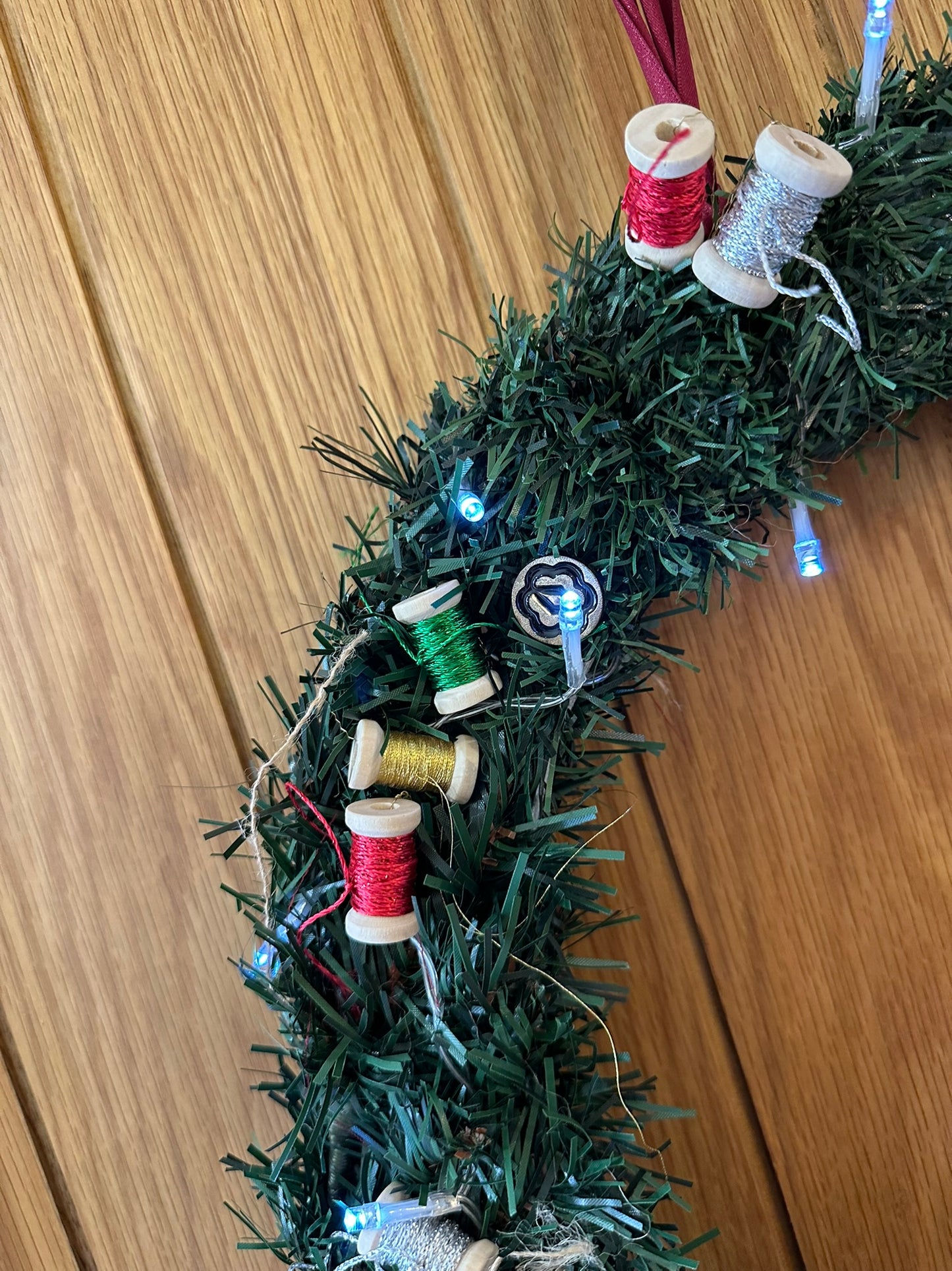 Sewing Themed Hanging Wall Wreath (Side Bow)