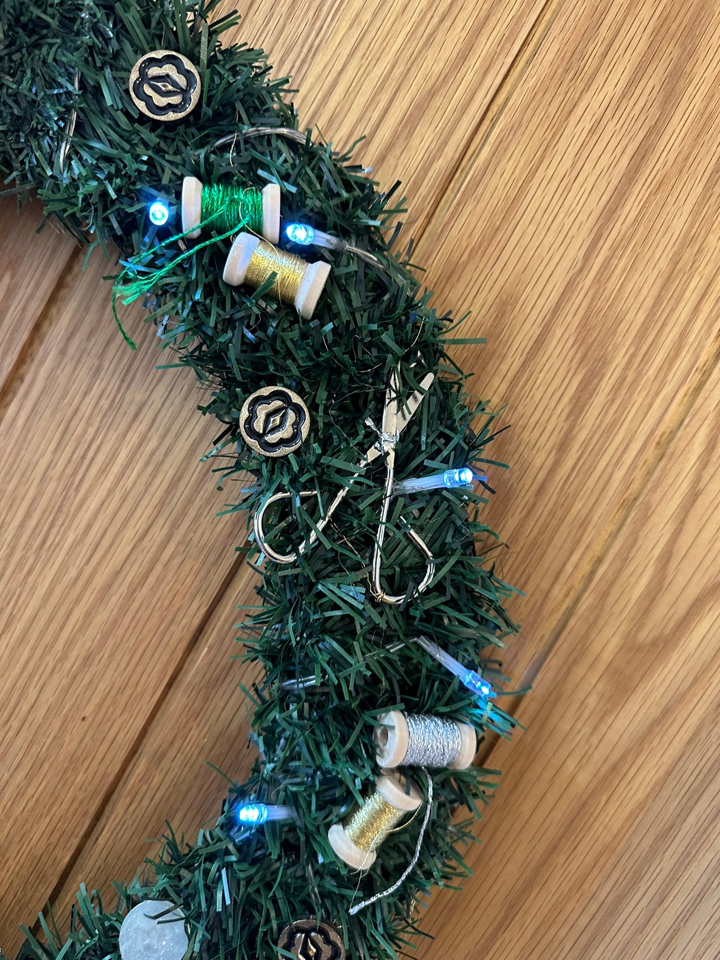 Sewing Themed Hanging Wall Wreath (Side Bow)