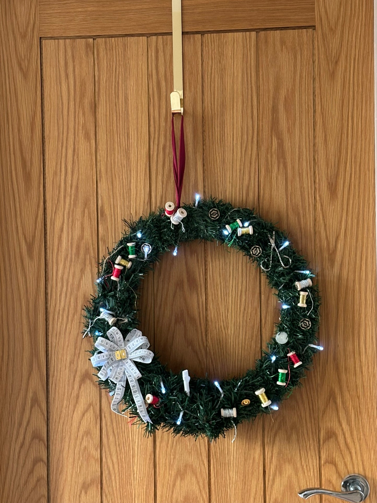 Sewing Themed Hanging Wall Wreath (Side Bow)